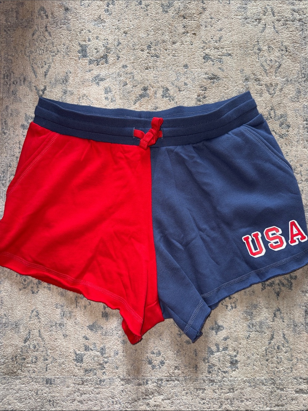 Modern Lux Red and Navy Block Patriotic Drawstring Shorts